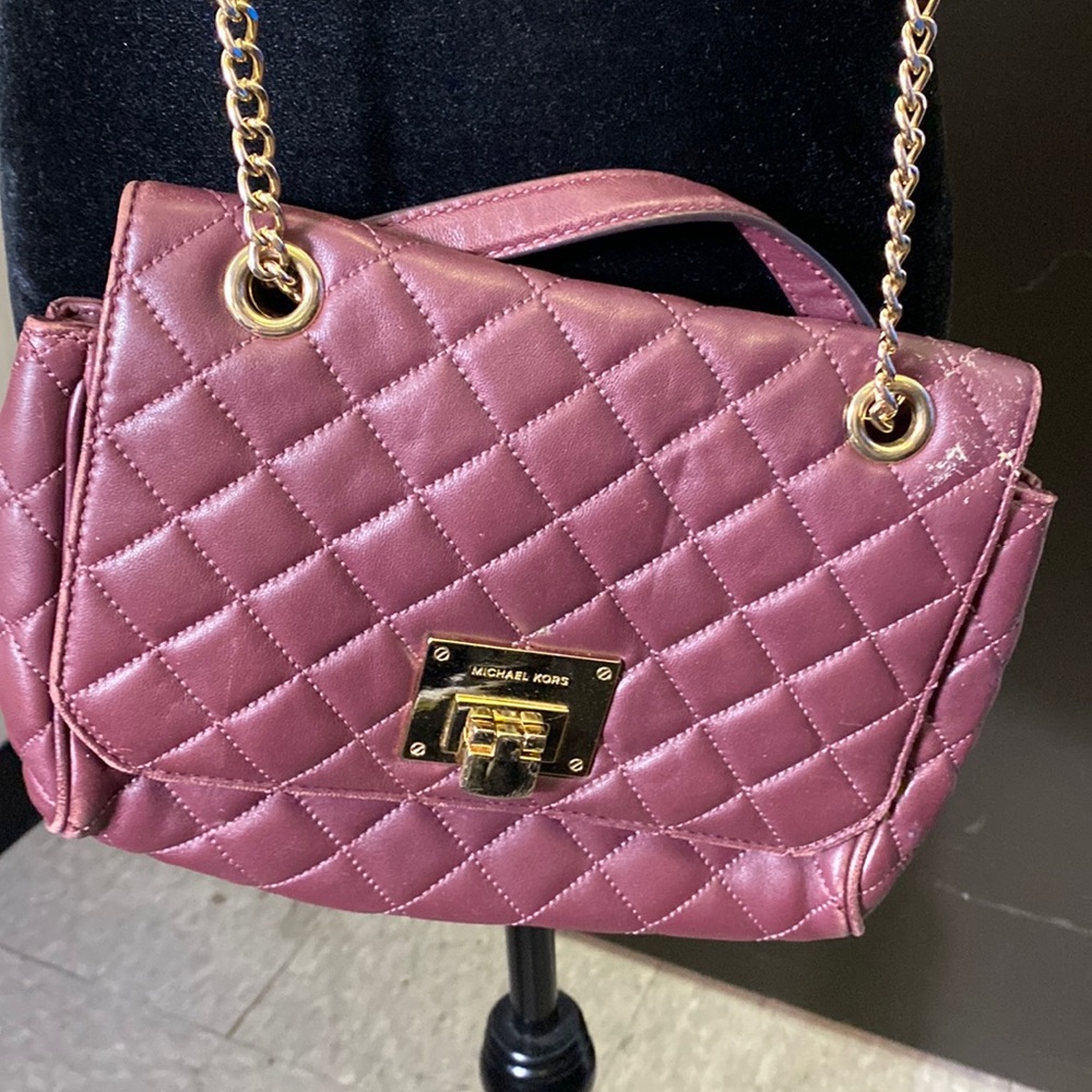 Michael Kors Quilted Burgundy Shoulder Bag